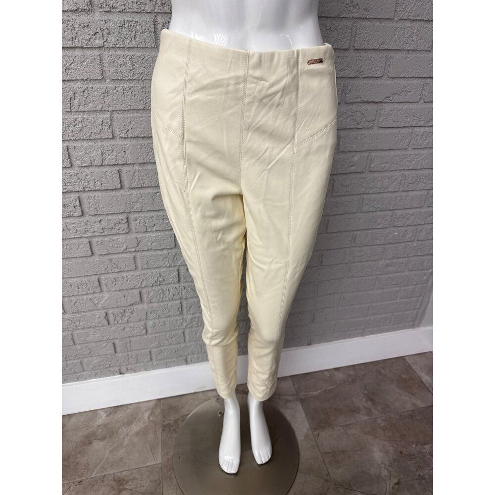 Marc New York Women Ivory Faux Leather Pants Size M